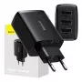 Baseus compacte snellader, 3x USB, 17 W (zwart)