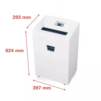 Papiervernietiger HSM Pure 420 — deeltjesversnippering P-4, 24 cm werkbreedte, 15 vel capaciteit, 35 L opvangbak, wit