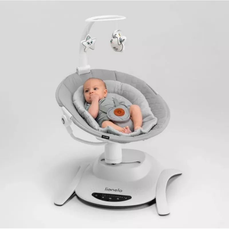 Wieg / schommelwieg Lionelo Bella set grijs beton – babybed met schommel functie