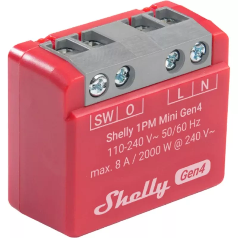 Shelly 1PM Mini Gen4 2-pack — Shelly Wi-Fi smartrelais met vermogensmeting, compacte modulevorm