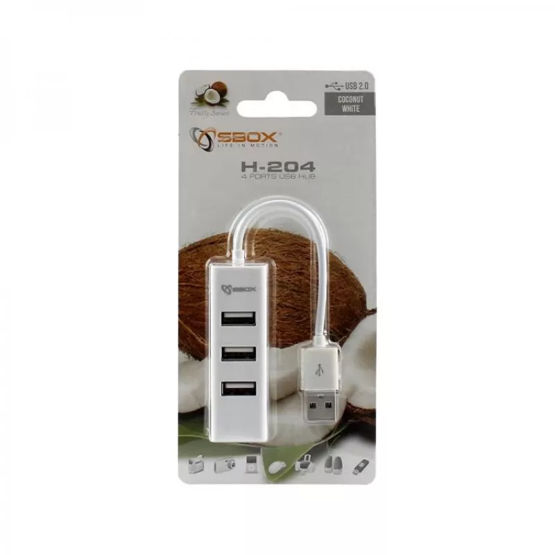 Sbox H-204W USB 4-poorts hub kokoswit