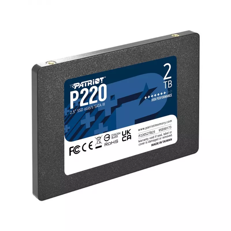 Patriot SSD||P220|2TB|SATA|schrijfsnelheid 500 MBytes/sec|leessnelheid 550 MBytes/sec|2,5|TBW 960 TB|P220S2TB25