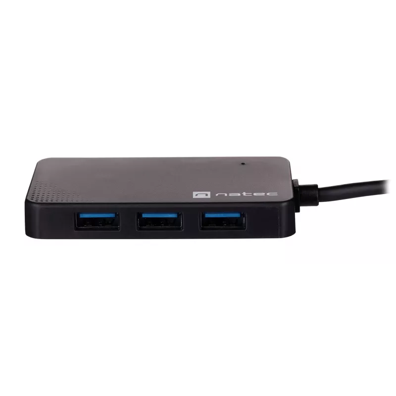USB-hub NATEC Moth 4-poorts USB 3.2 Gen 1 Type-A (5000 Mbit/s), USB-gevoed, zwart, 0,15 m kabel