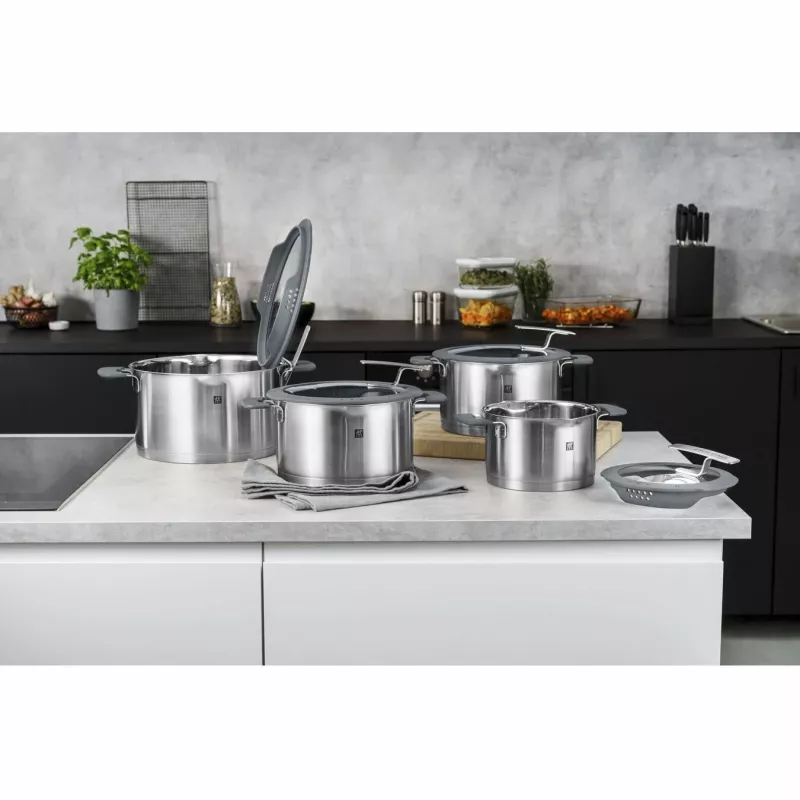 ZWILLING SIMPLIFY 66870-004-0 pannenset RVS 4-dlg. zilver zwart