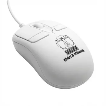 Bedrade ambidextreuze computermuis ManMachine Mighty muis 5, USB Type-A, 5 toetsen, wit