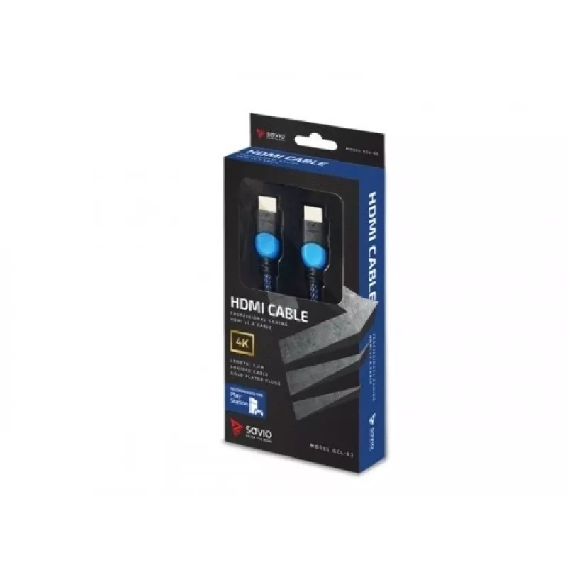 Savio GCL-02 HDMI-kabel 1,8 m HDMI Type-A (standaard) zwart, blauw