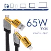 Akyga AK-USB-57 gevlochten 4-in-1-kabel USB-A/USB-C naar USB-C/Lightning, USB 2.0, 65 W, 1 m, grijs