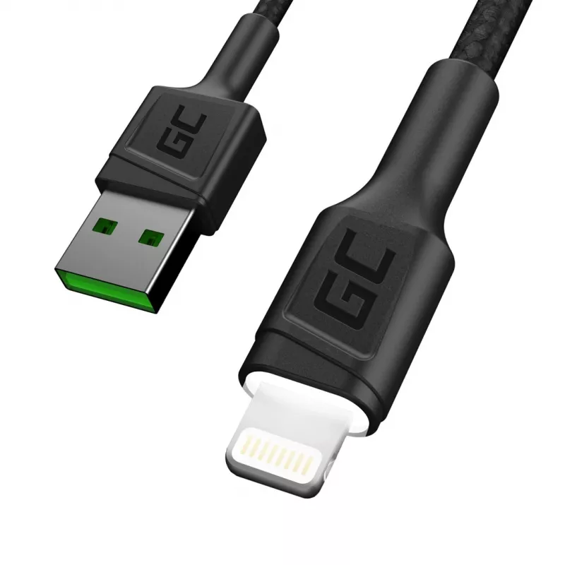 Lightning-naar-USB-A-kabel Green Cell KABGC12, 2 m, Lightning – USB A, zwart
