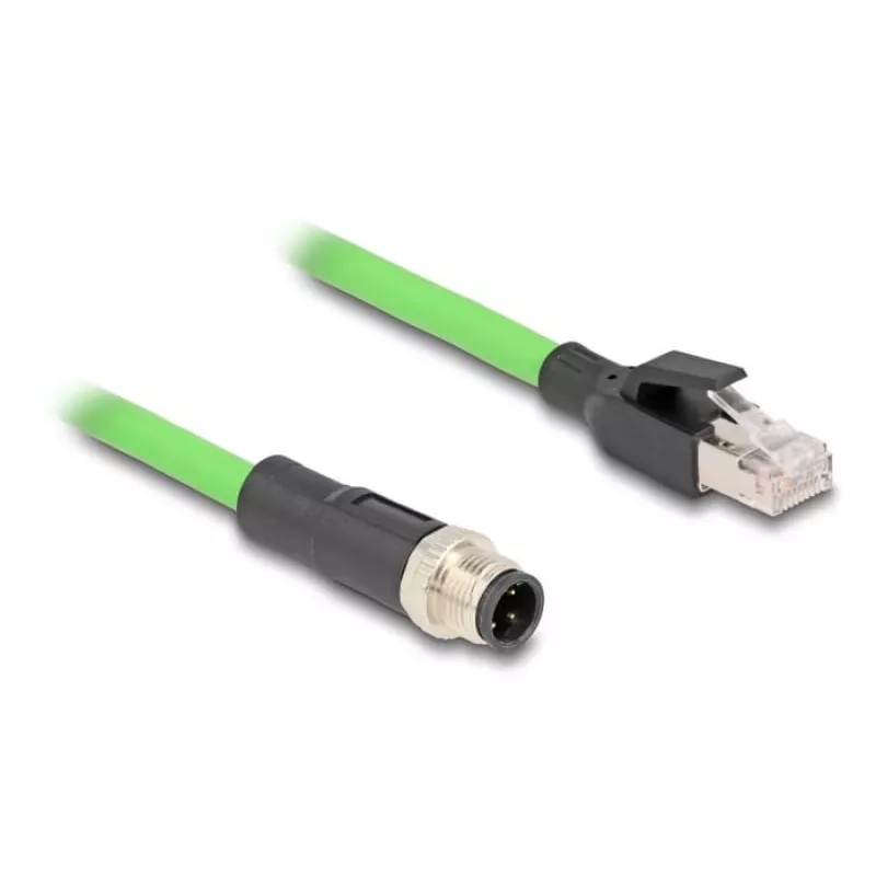 Netwerkkabel DeLOCK M12-kabel D-gecodeerd 4-polig stekker naar RJ45-stekker PUR (TPU) 5 m
