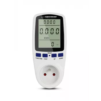 Stroomverbruikmeter ESPERANZA ELA103 met LCD-display — 16 A, 3680 W, 230 V, 50–60 Hz