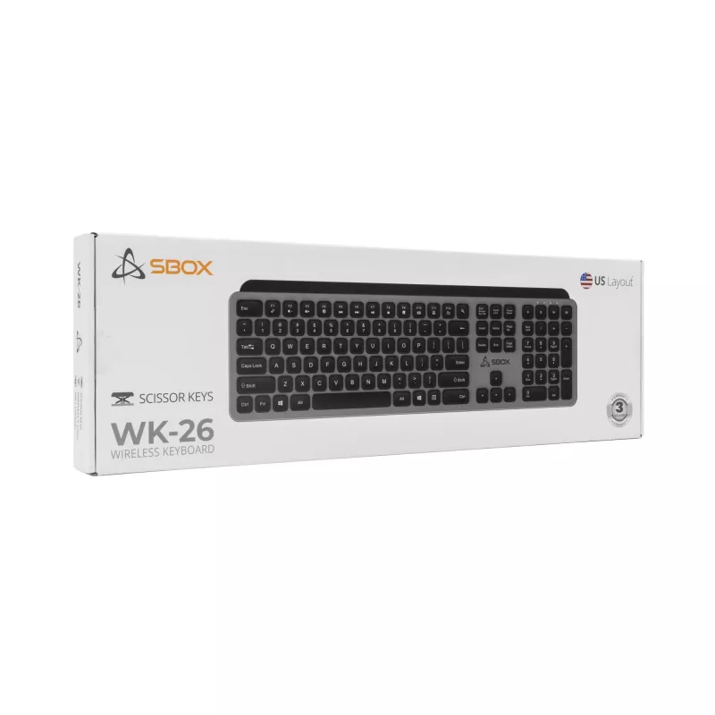 Draadloos toetsenbord SBOX WK-26 US met multimediatoetsen en US-layout