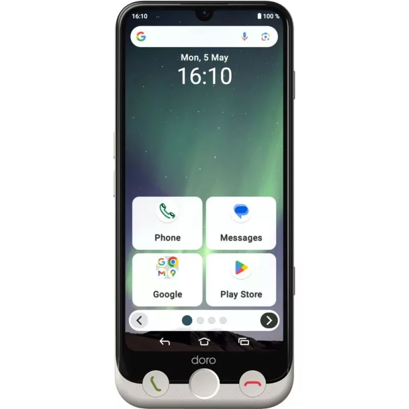 Doro Aurora A30 smartphone voor senioren met draadloos oplaadstation, 6,1 inch, 128GB, Graphite