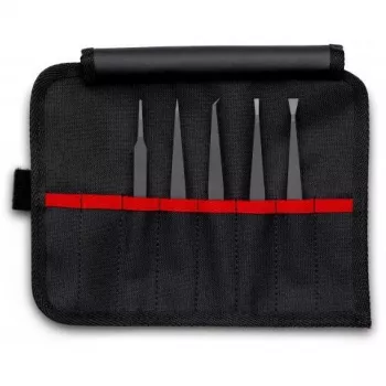 ESD-pincet Knipex 92 00 05 zwart plat spits gebogen recht