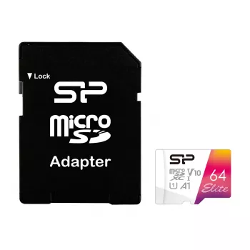 Silicon Power Elite microSDXC 64GB UHS-I Class 10 V10 Geheugenkaart met adapter (SP064GBSTXBV1V20SP)