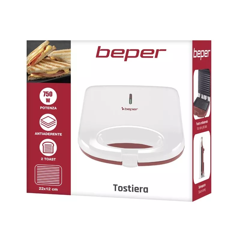 Broodrooster Beper P101TOS010, 2-snede elektrische broodrooster met instelbare bruiningsgraad