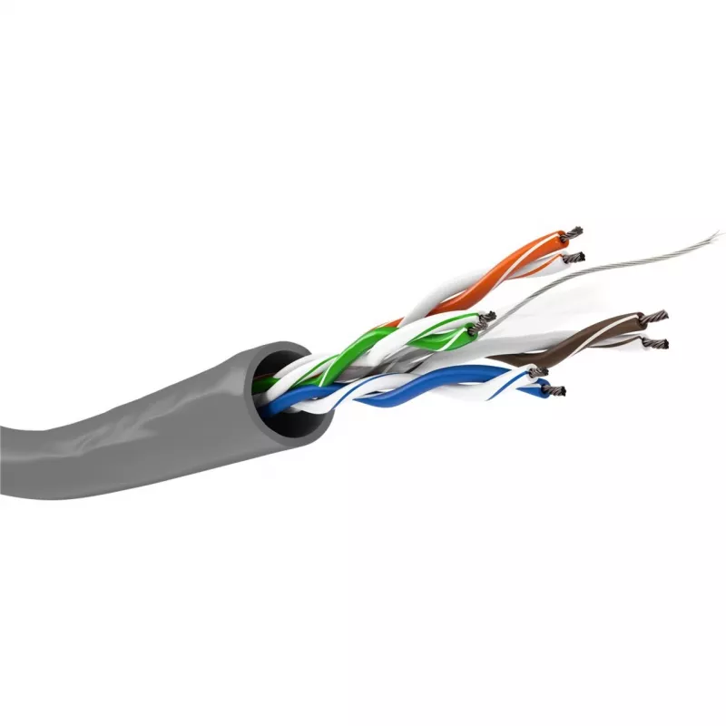 Wentronic Goobay CAT 6 netwerkkabel, U/UTP, grijs, 100 m - CCA, AWG 24/7 (litze), PVC (93884)