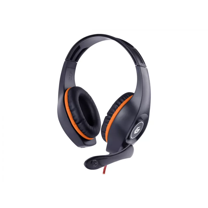 Gembird GHS-05-O bedrade gaming-headset, on-ear, 3,5 mm, volumeregeling, 20-20000 Hz, 32 Ohm, 2 m kabel, zwart/oranje
