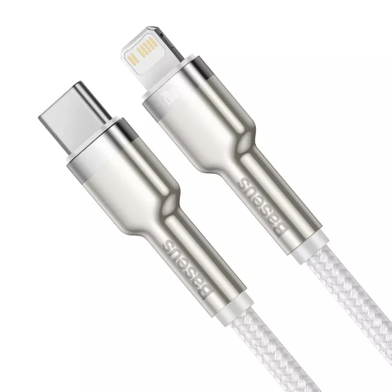 USB-C naar Lightning kabel Baseus Cafule 1 m, 20 W, zinkbehuizing, wit