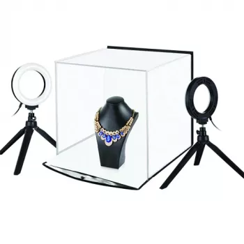 Fotobox met ringlicht-kit, 30x30x30 cm
