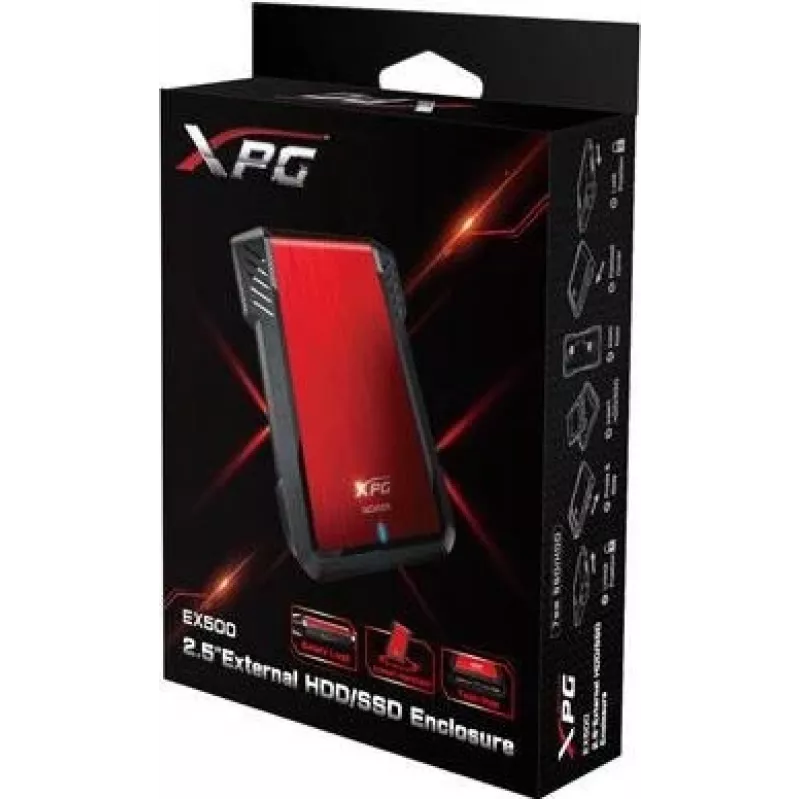 ADATA EX500 HDD/SSD-behuizing zwart, rood 2,5 inch