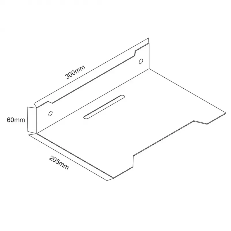 Wandplank voor decoder MACLEAN MC-122, staal, zwart, max. belasting 5 kg, gatafstand 219 mm