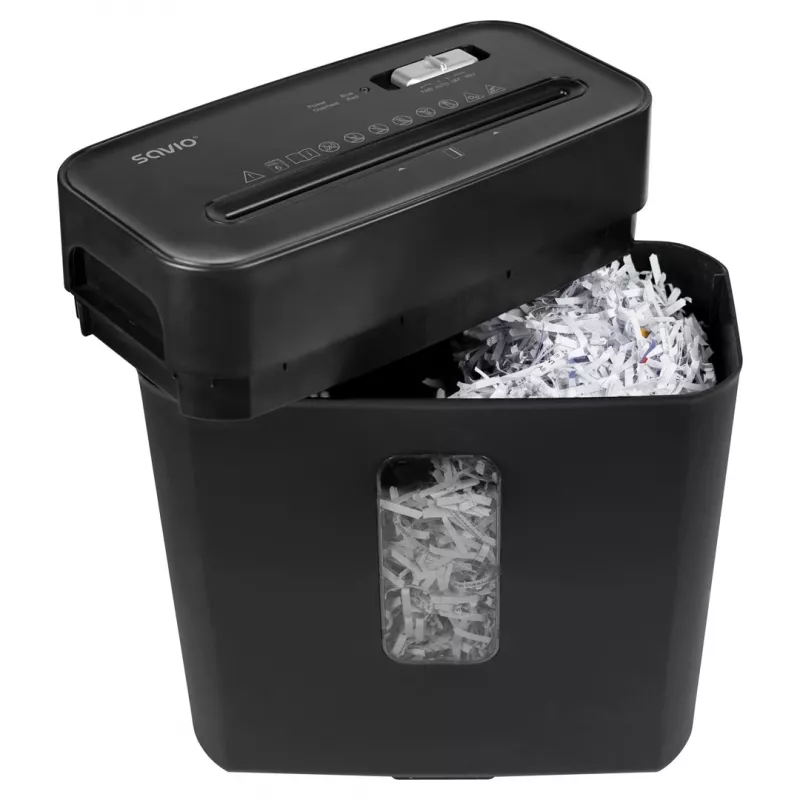 Papiervernietiger SAVIO ND-01, kruissnede 4 x 32 mm, 11 L bak, 230 W, zwart, 72 dB