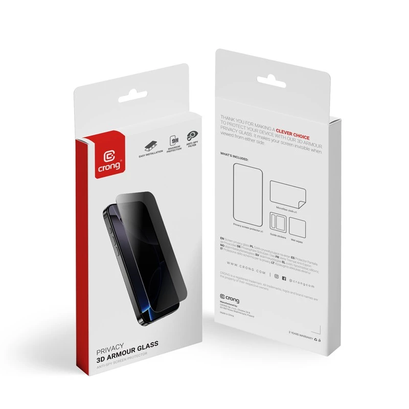 Gehard privacyglas Crong voor iPhone 16 Pro Max — antireflectie, krasvast