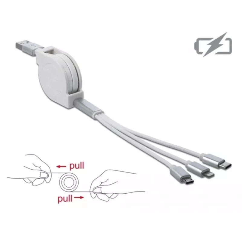 USB-kabel DeLOCK 85850 0,98 m USB 2.0 USB A USB C/Micro-USB B/Lightning