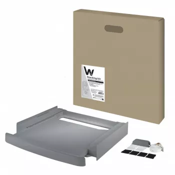 Stapelset-connector WHIRLPOOL C00855467 voor 60 x 60 cm wasmachine en wasdroger, uitschuifbaar blad, riem en antislip-pads