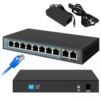 Extralink PoE-switch CERES 8x 100Mb/s PoE/PoE+, 2x RJ45 uplink 100Mb/s, 96W