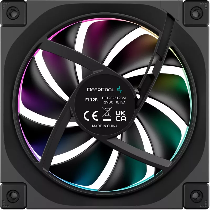 DeepCool FL12R R-FL12R-BKAPN1-G Reverse 120 mm behuizingsventilator, 500-2150 tpm, 33,9 dB, zwart