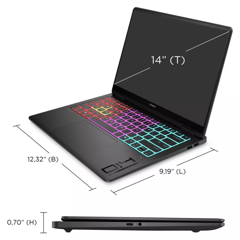 HP OMEN Transcend 14-fb1097ng Gaming Notebook 35,6 cm (14) – toetsenbordindeling mogelijk Duits