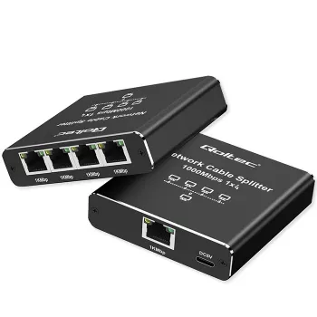 Ethernet mini-switch QOLTEC 52293 1x4 RJ45, unmanaged netwerksplitter 1-in 4-out