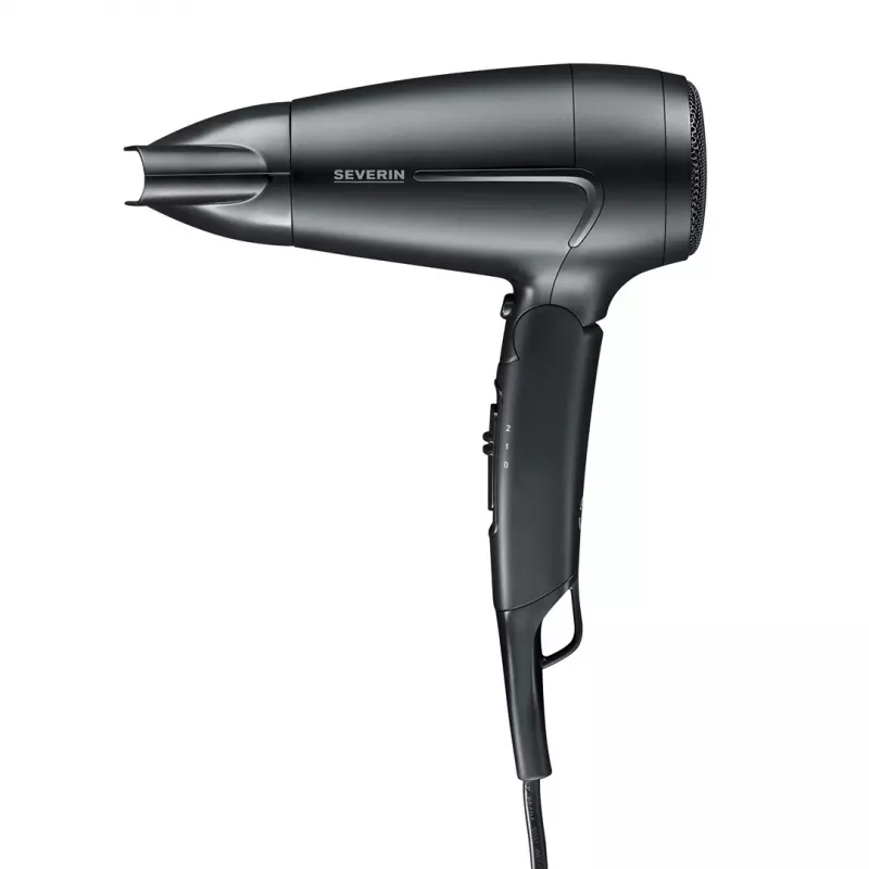 Haardroger SEVERIN HT 0159 — 1600 W, dual-spanning 110/220–240 V, 2 snelheden, koude luchttoets, 1,8 m kabel, zwart