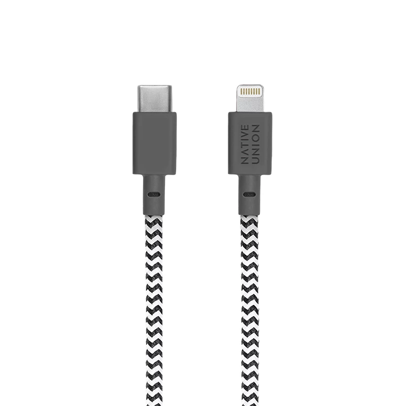 Native Union Night Cable USB-C-naar-Lightning-kabel, 3 m, Zebra