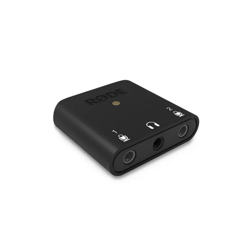 RØDE AI-Micro mobiele audio-interface, 2x 3,5 mm TRS/TRRS-ingangen, 3,5 mm hoofdtelefoonuitgang, USB-C, zwart