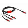 USB-oplaadkabel DeLOCK 3 in 1 USB Type-C naar 3 x USB Type-C 1 m zwart/rood