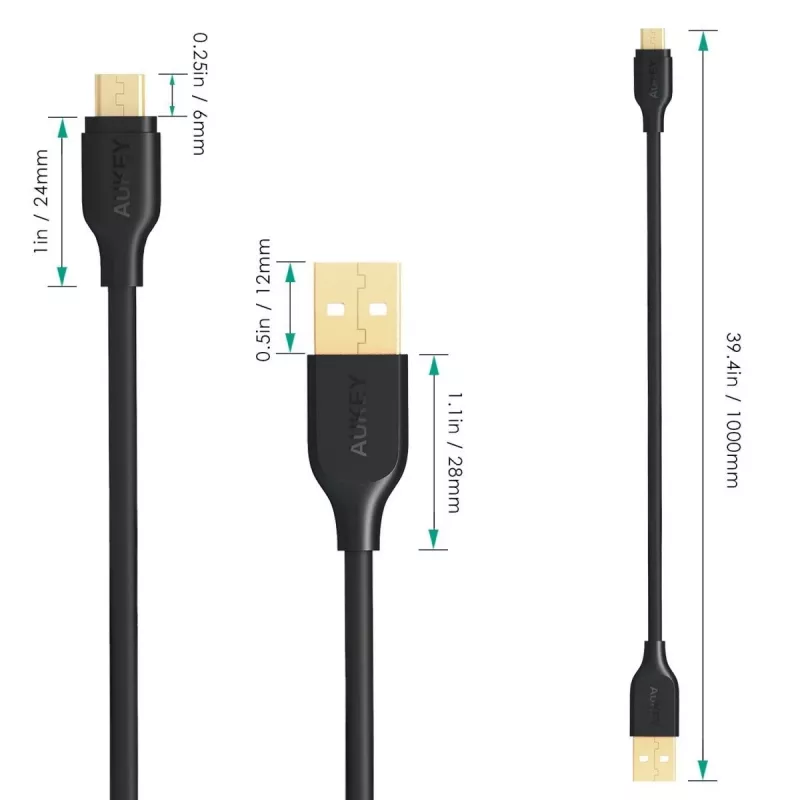 CB-MD1 Zwart Quick Cable Quick Charge Micro USB-USB | 1m | 5A | 480 Mbps