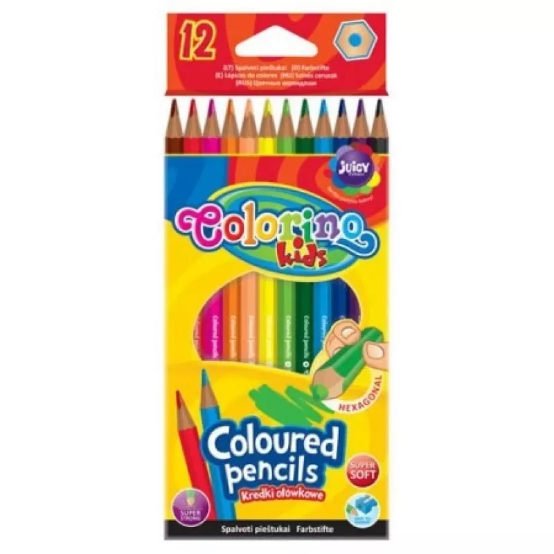 Colorino Kids zeskantige kleurpotloden 12 kleuren