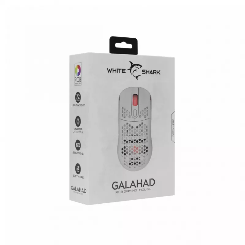 Muis White Shark GALAHAD wit USB Type-A