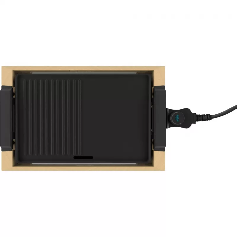 Elektrische grill CECOTEC Tasty&Grill 2000 Bamboo zwart — model 3058, compacte tafelgrill
