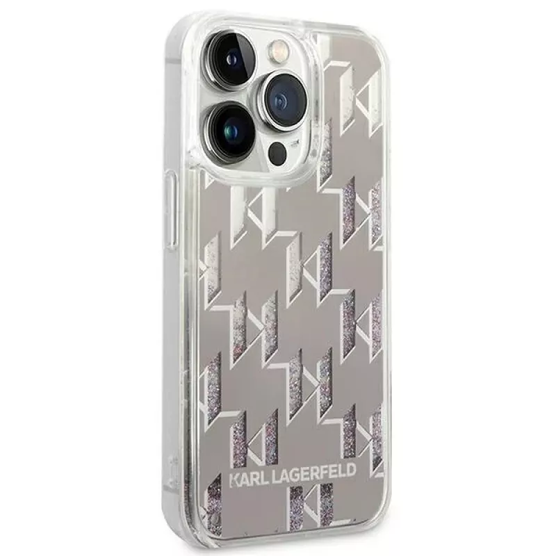 Karl Lagerfeld KLHCP14XLMNMS iPhone 14 Pro Max 6.7 hardcase zilver / zilver Liquid Glitter Monogram