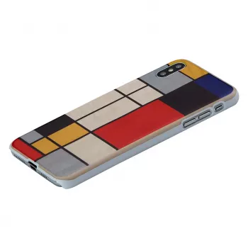 Telefoonhoes man and wood voor iPhone XS Max — houten achterkant, witte rand