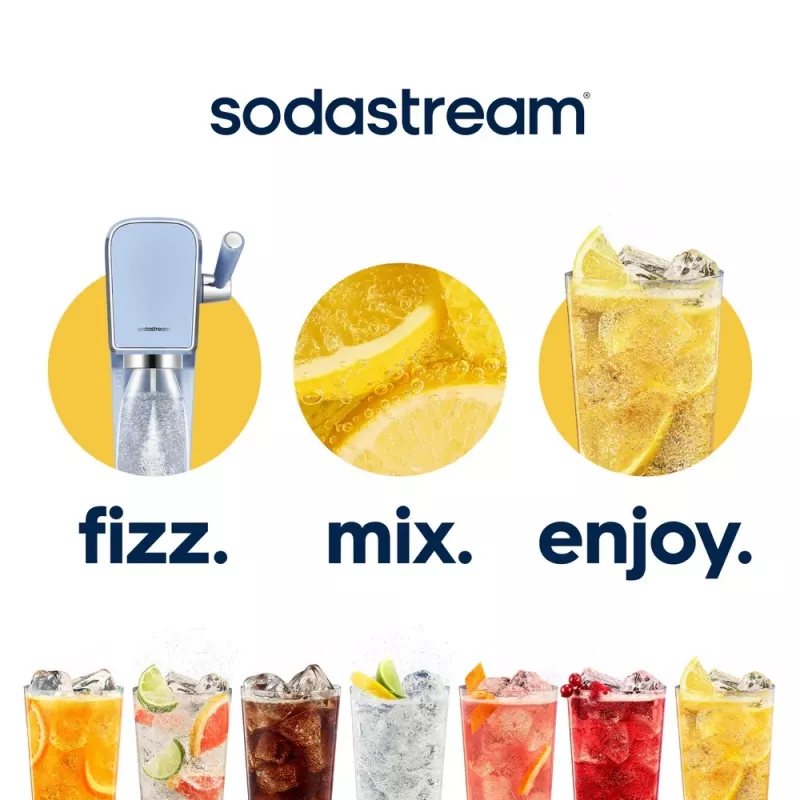 Sodabereider SODASTREAM Art Blue Steel — 1 l kunststoffles, 60 l carbonator, 173×245×430 mm