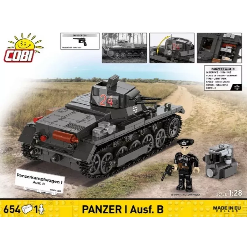 Bouwset Cobi Panzer I Ausf. B – 654 onderdelen, gedetailleerd modelbouwset