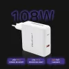 Qoltec GaN-oplader FAST 108W | 5-20V | 3-4.7A | USB C | wit