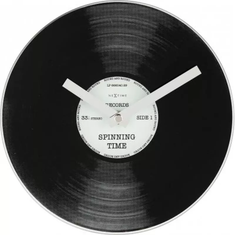 NeXtime klok 5163 Little Spinning Time, Ø20 cm, wand, zwart