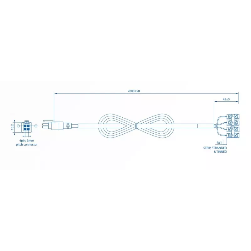 Interne stroomkabel TELTONIKA PR2FK20M — 2 m, 4-pins ATX12V