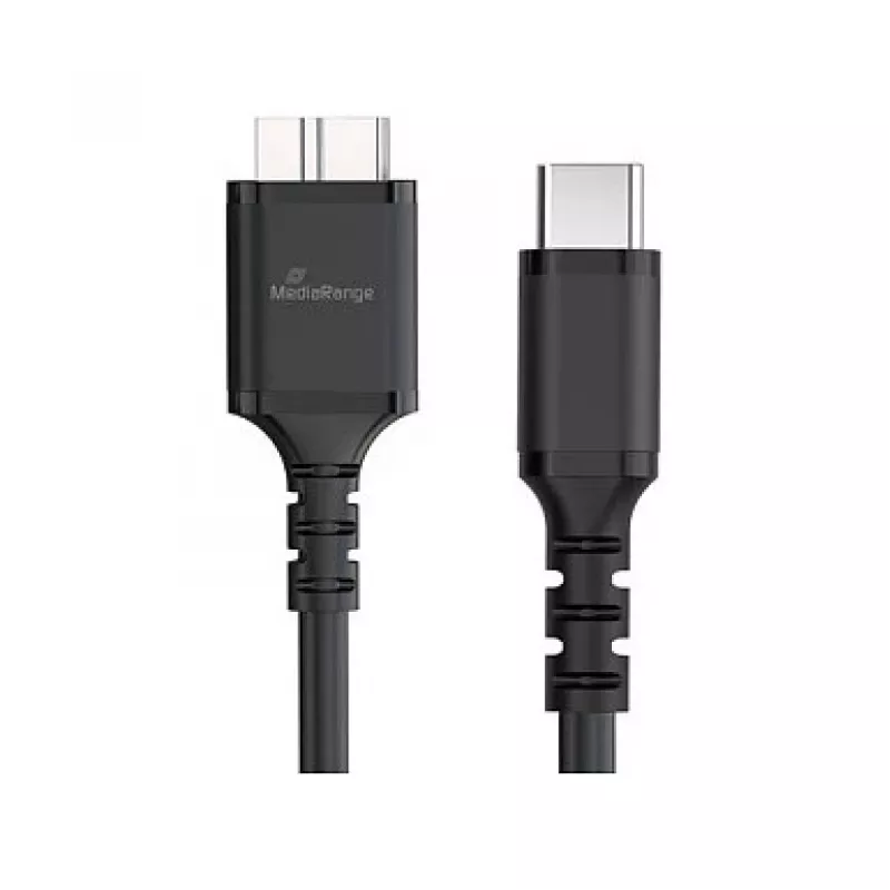 USB-kabel MediaRange MRCS257 0,5 m — Micro-USB B naar USB-C, USB 3.2 Gen 1 (5 Gbit/s), zwart