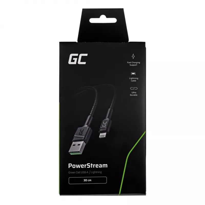 Green Cell KABGC24 Lightning-kabel 0.3 m zwart
